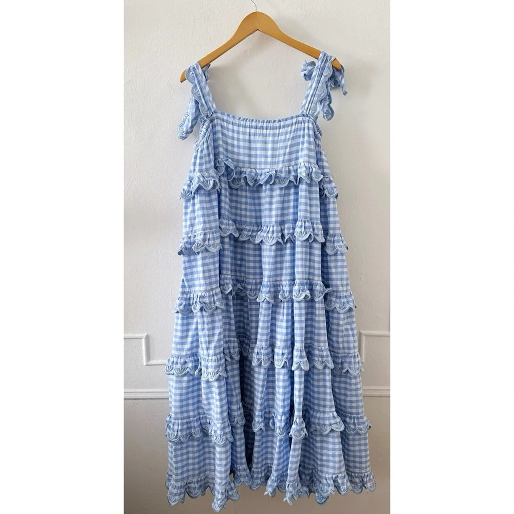 Innika Choo Dress Blue Gingham Dress - Picture 4 of 9